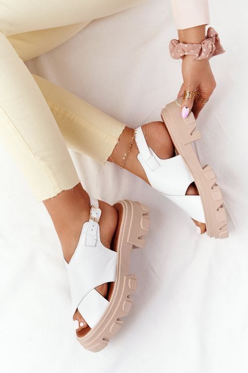 Leather Sandals On The Platform Lewski Shoes 3018-0 White