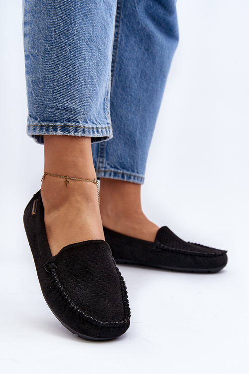 Women's Black Lattice Loafers Rasirna