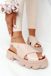 Leather Sandals On The Platform Lewski Shoes 3018-0 Beige
