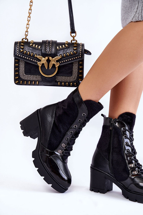 Botki Damskie Skóra Obcas Czarne La.Fi 260063B-LA