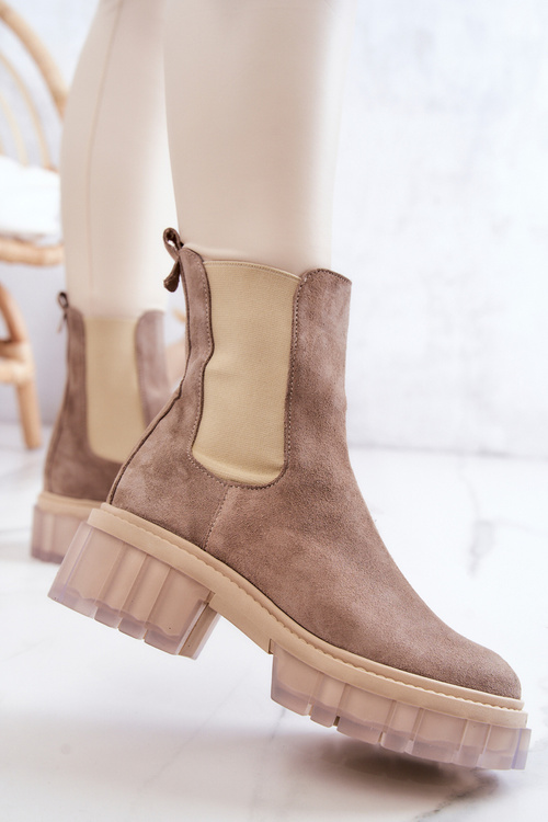 Botki Zamszowe Damskie Beżowe Eliann