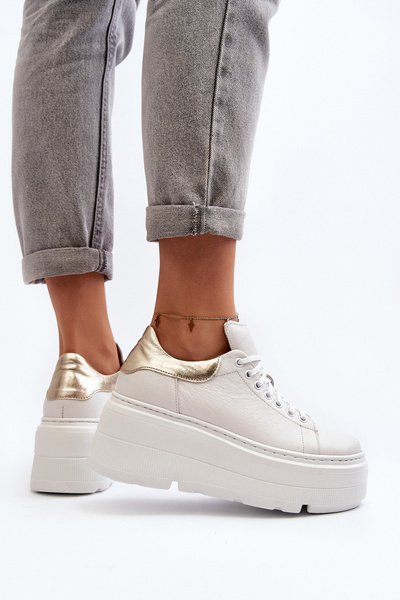 Women's Leather Platform Sports Shoes M01/1 Zazoo Light Beige