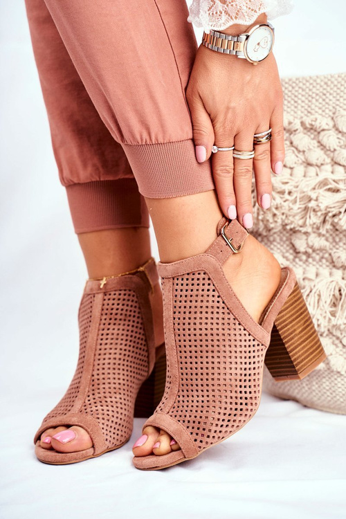 Women’s Boots Peep Toe Suede Spring Pink Paradise