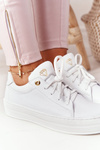 Women's Leather Sneakers On The Platform White Nicole 2645