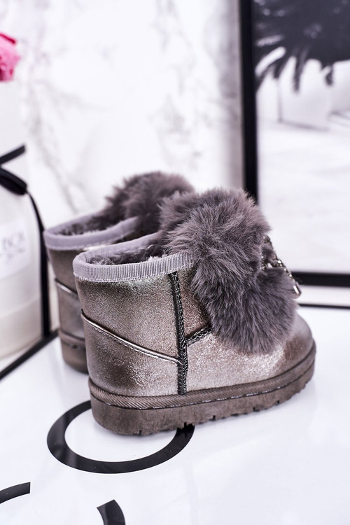 Children's Snow Boots Insulated With Fur Dark Grey Aurora