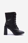 Lace-up Leather Boots on Heel Black Divani