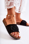 Classic Suede Slippers With Beaded Black Vayana