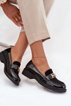 Patent Leather Women's Loafers with Gold Detail S.Barski HY52-545 Black