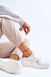 Sneakersy Damskie Wygodne Skóra Białe Bowen