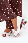 Leather pumps with decorative heel Lewski Shoes 2608/K white