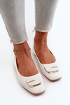 Women's Eco Leather Ballerina Flats with Decoration White Edoslli