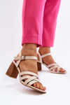 Women's Beige Sandals on a Heel Opifiana