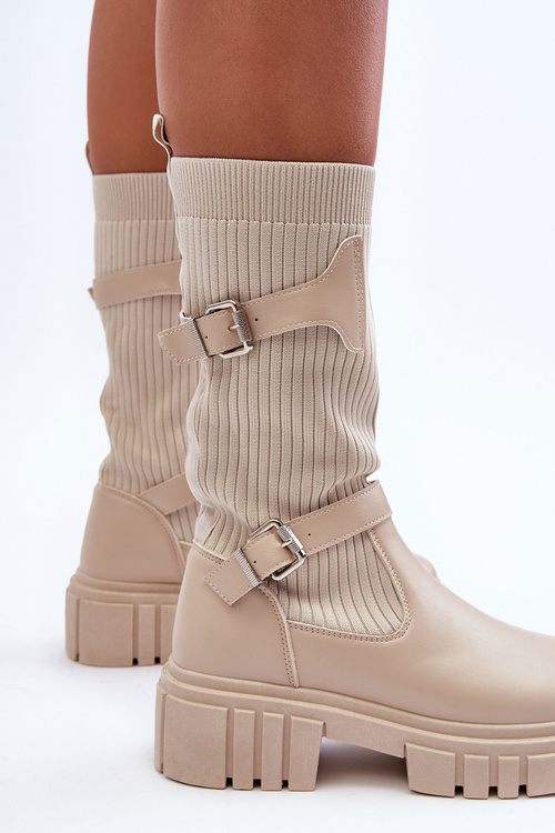 Women's Socks with Boot Beige Abroze