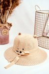 Children's Hat With Kitty BRUNO ROSSI Beige