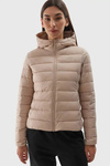 Women's Down Jacket With Hood 4F Beige 4FWAW24TDJAF468-83S
