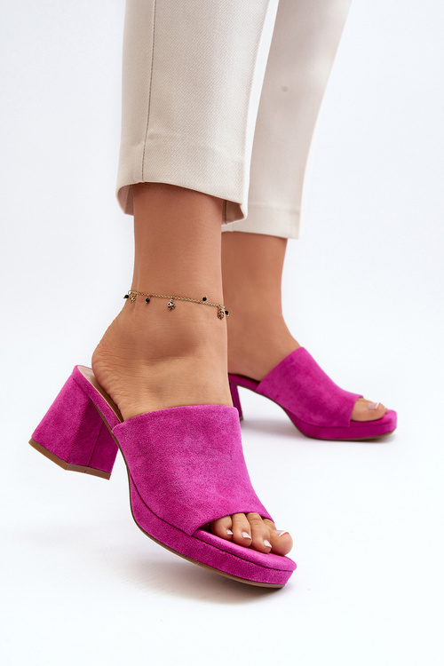 Klapki Damskie Obcas Fuksja Bralya TU256P