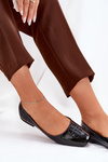 Lacquered Elegant Women's Ballet Flats With Decorative Detail Black Vinceza 17377