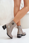 Lacquered Heeled Ankle Boots Insulated MR880-093 Gray