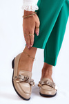 Women's Leather Loafers With Bow Beige Dayes