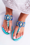 Flip Flops Sandals With Crystals Lu Boo Blue