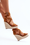 Wedge Sandals With Braided Detail Brown Salthe