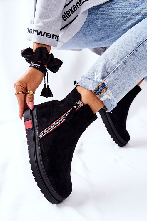 Platform Suede Lace-up Booties Black Nessa