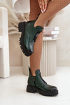 Zazoo 60451 Women's Leather Ankle Boots With Decoration Dark Green