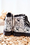 Children's Boots Warm With Zipper Black and White Tiptop