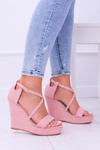 Women's Pink Suede Sandals On Anchor Eline
