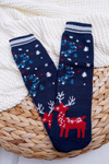 Women's Non-Slip Christmas Socks Navy Blue With Reindeer