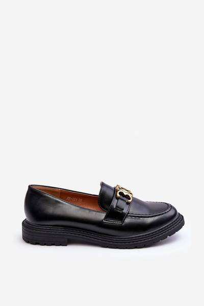 Women's Leather Moccasins on a Flat Heel Black Sincias