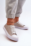 Women's Fabric Classic Low-Top Sneakers Dark Beige Lennabella