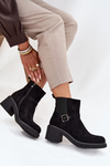 Women's Block Heel Ankle Boots with Buckle Black Nymera