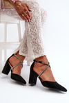 Eco Suede Black Court Shoes with Rhinestones Lagra