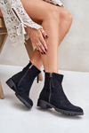 Suede Flat Heeled Boots Black Innabelle