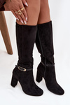 Women's heeled boots with gold buckle lined black Seraphine