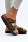 Women's Platform Sandals with Buckles Camel Lolpey