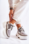 Sneakersy Sportowe Buty Damskie Biało-Szare New Horizon