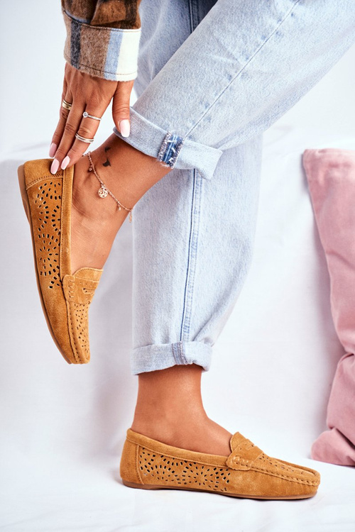 Suede Openwork Mokassins Women's S.Barski Camel