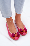Leather Ballet Flats With Bow Maciejka P6801-15 Fuchsia