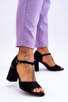 Suede High Heel Sandals With Cubic Zirconia Black Aniya 