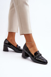 Black Patent Leather Pumps With Ornament Samassa