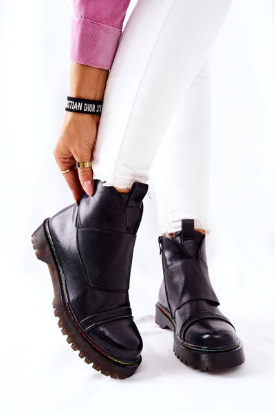 Boots With Colorful Stitching Black Milie