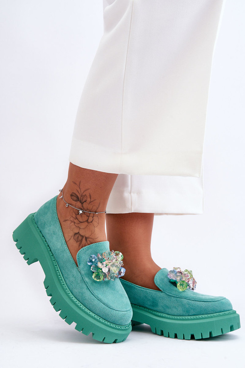 Women's Crystal Loafers Green Avril
