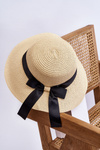 Classic Women's Hat With Bow Beige 