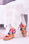 Lu Boo | Colorful Pompony Roman Gladiator Sandals