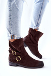 Suede Booties with Buckles Brown Renisse