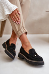Ladies Eco Suede Moccasins With Decoration Black Verindalle