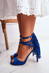 Women's Sandals On High Heel Blue Gladiators Carnival