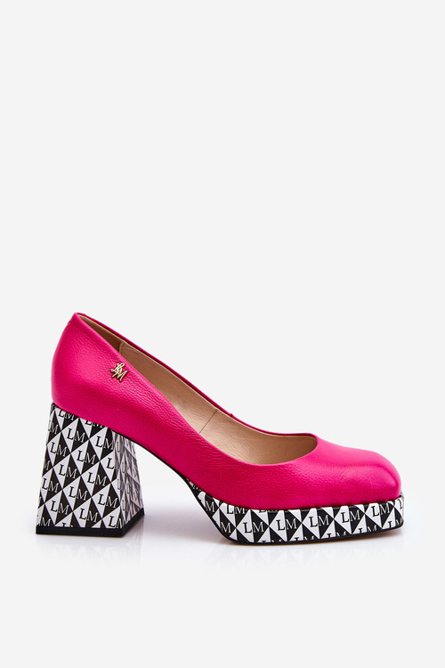 Fashionable Leather Pumps Laura Messi 2599 Fuchsia